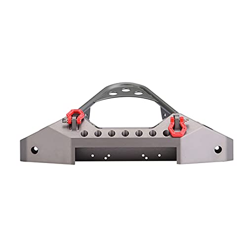 RC Front Stoßstange, Metall-Vorderstoßstange mit 2 LED-Leuchten für -4 1/10 RC Crawler Car, Verbesserung der Kollisionssicheren Fähigkeiten, Cooles und Echtes Aussehen (Ti Farbe) von Tomvorks