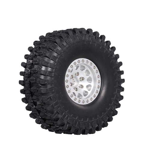 Tomvorks 1/10 Autorad mit Fortschrittlichem Design, Gummireifen, Geeignet für -4 -6 Axial SCX10 90046, DIY -Enthusiasten Favorit, Fahrt an Stränden, Straßen, Gras, Wüsten usw (Silber) von Tomvorks