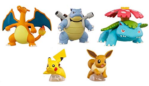 Tomy - Pokemon Set 5 Figuren Kollektion KANTO REGION Pikachu Charizard Blastoise Venusar Eevee Gashapon Japan - mehrfarbig - 2-5cm von TOMY