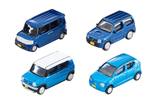 TomyTEC 323686 Car-Collection, 4X Honda/Suzuki, blau Spur N 1:150 von TomyTEC