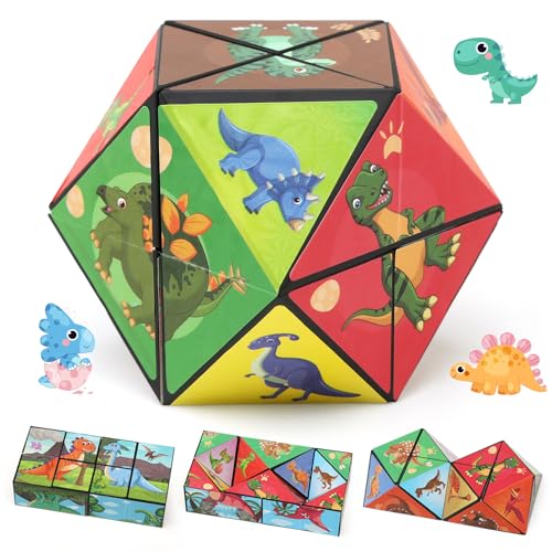 TonStyle 3D Puzzle Magischer Würfel, Farb-Matching Puzzle Ideales Knobelspiel für Erwachsene und Kinder (Dinosaurier) von TonStyle