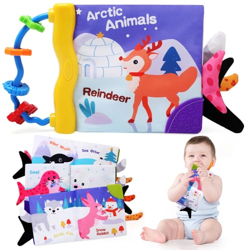 TonStyle Baby Spielzeug 6 Monate, Babybuch Stoffbuch Knisterbuch Babyspielzeug Jungen Mädchen ab 0 3 6 12 Monate, Sensorisches Buch Frühe Lernspielzeuge Geschenk für Neugeborene - Weihnachtsreh TonStyle Baby Spielzeug 6 Monate, Babybuch Stoffbuch Knisterbuch Babyspielzeug Jungen Mädchen ab 0 3 6 12 Monate, Sensorisches Buch Frühe Lernspielzeuge Geschenk für Neugeborene - Weihnachtsreh von TonStyle
