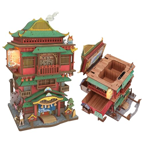 Tonecheer 3D Holz Modell Puzzle DIY Kit Spielzeug für Erwachsene Jugend Kinder Handwerk Luftschiff Auto Deckel Öffnung Desktop Lagerung Haus Geburtstagsgeschenk(Onsen Saga) von Tonecheer