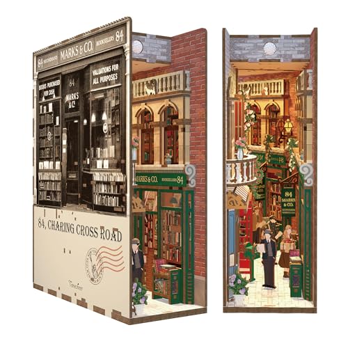 Tonecheer DIY Book Nook Kit Modellbausatz 3D Puzzle aus Holz für Erwachsene zum Baue Miniatur Haus Kit Puppenhäuser Haus Kit Bastelset mit Licht Personalisierte Geschenke(84 Charing Cross Road) von Tonecheer