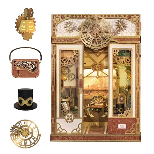 Tonecheer Motion Scene Book Nook Kits: Dampf-Fantasie Unendlichkeits-Zugabteil 3D-Puzzle, Buchstützen aus Holz Erwachsene Booknooks DIY Miniaturhaus zur Dekoration von Bibliotheken & Bücherregalen von Tonecheer