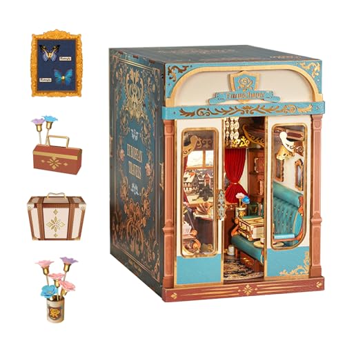 Tonecheer Motion Scene Book Nook Kits: Europareisen Unendlichkeits-Zugabteil 3D-Puzzle, Buchstützen aus Holz Erwachsene Booknooks DIY Miniaturhaus zur Dekoration von Bibliotheken & Bücherregalen von Tonecheer