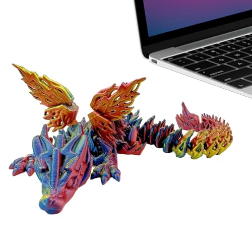 Bewegliche Dinosaurier-Figuren, Fidget-Spielzeug, bedruckter Dinosaurier mit Flügeln, Farbverlauf, flexible Gelenke, Sammlerstück, Dinosaurierfigur für Nachttisch, Vitrine von Tongfer