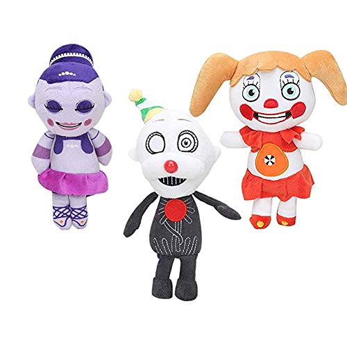 FNAF Plüsch-Sets, 17,8 cm, Plüschfiguren-Spielzeug, Schwester-Standort, gefüllte Puppen, Heimdekoration, Geschenke für Fünfnacht, Spiel-Fans, 3 Stück, 18 cm von Tongyundacheng