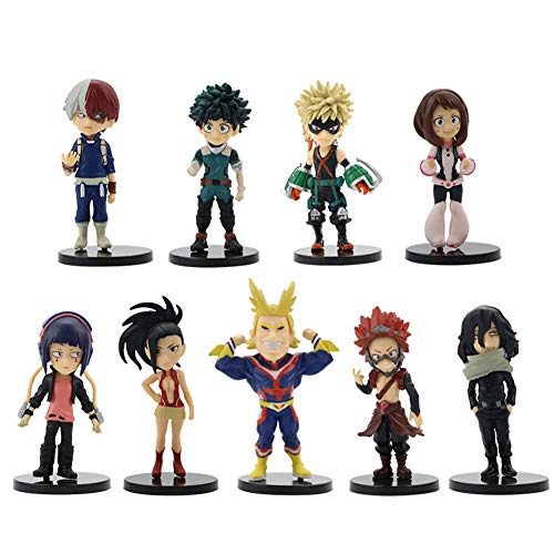 Tongyundacheng My Hero Academia Anime-Figuren, 6,5–10,5 cm, Todoroki, Shoto Bakugou, Katsuki Midoriya, Izuku, Q-Version, Modellfiguren, Sammlerstücke, Heimdekoration, 9 Stück von Tongyundacheng