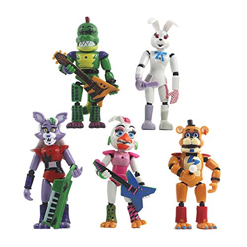 Neue 5 Stück FNAF-Figuren Security Breach Actionfiguren Foxy Fazbear Chica PVC-Modellpuppen FNAF-Geschenke, 5,5 Zoll von Tongyundacheng