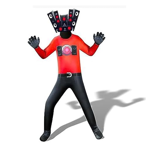 Toilet Kostüm Jumpsuit für Kinder Erwachsene Titan Speakerman TV Man Cameraman Cosplay Halloween Bodysuit mit Kopfbedeckung von Tongyundacheng