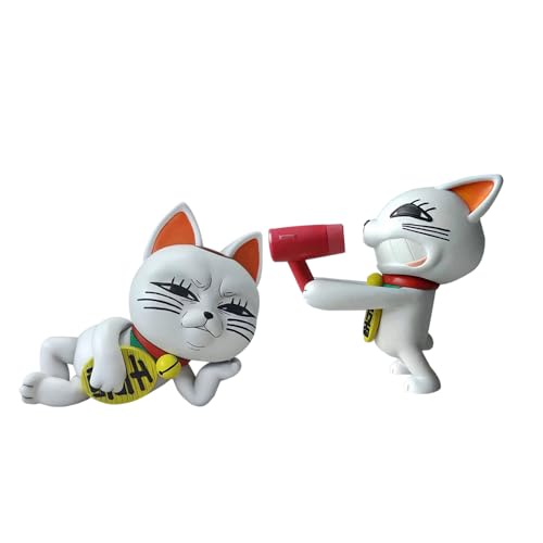 Tongyundacheng 2 Stück Turbo Granny Cat Figur Anime Turbo Oma Haartrockner Ver Actionfigur PVC Sammlerstück Modell Manga Desktop Statue Auto Dekoration von Tongyundacheng