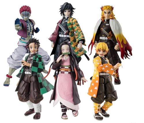 Tongyundacheng 6 Stück Kimetsu No Yaiba Actionfigur Tanjiro Kamado/Kamado Nezuko Figur mit Zubehör Anime Bewegliche Modelle PVC Statue Ornamente von Tongyundacheng