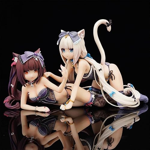 Tongyundacheng Anime NEKOPARA Figuren Chocola & Vanilla Actionfigur mit Decke Cartoon Anime PVC Statue Modell Ornamente Sammlung Dekorationen, 13 cm, Schokolade & Vanille von Tongyundacheng