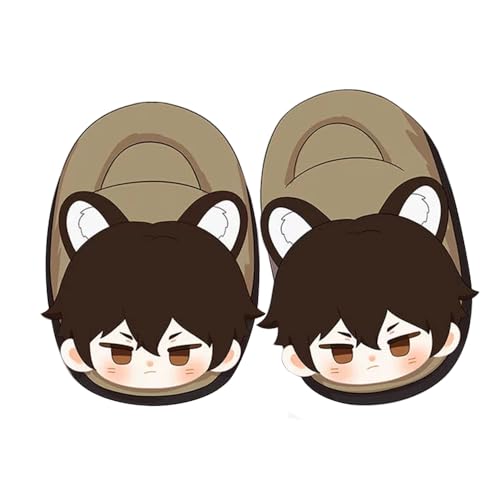 Tongyundacheng Anime Nakahara Chuuya Hausschuhe BSD Figur Warme Schuhe Dazai Osamu Merch Cartoon Home Slippers Herbst Winter Slipper für Unisex von Tongyundacheng