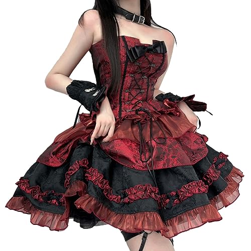 Tongyundacheng Date a Live Tokisaki Kurumi Cosplay Kostüm Gothic Lolita Vintage Kleid für Halloween Party Outfit Womens von Tongyundacheng