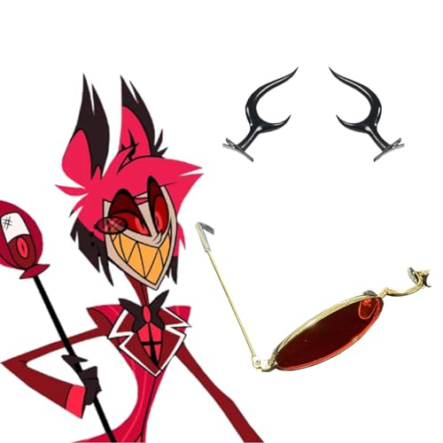 Tongyundacheng Hazbin Hotel Cosplay Requisiten Alastor Brille & Teufelshörner Haarnadel für Kostüme Zubehör Anime Hazbin Hotel Merch Halloween Maskerade Party Requisiten, Brille und Haarnadel, 10 cm Tongyundacheng Hazbin Hotel Cosplay Requisiten Alastor Brille & Teufelshörner Haarnadel für Kostüme Zubehör Anime Hazbin Hotel Merch Halloween Maskerade Party Requisiten, Brille und Haarnadel, 10 cm von Tongyundacheng