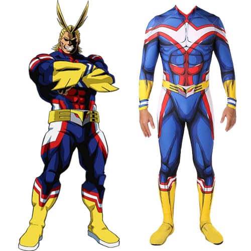 Tongyundacheng MHA All Might Onesie Anime MHA Overall All Might Cosplay Outfit Halloween Kostüm Set Anime Performance Uniform für Unisex von Tongyundacheng
