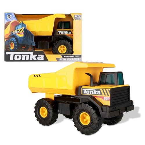 Basic Fun Tonka Steel Classic Mighty Dump Truck, Dumper Truck Toy for Children, Kids Construction Toys for Boys and Girls, Vehicle Toys for Creative Play, Toy Trucks for Children Aged 3 + von Tonka