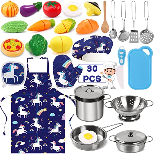 Tonsooze 30Pcs Küchenspielzeug Zubehör Kinderküche Kochgeschirr Edelstahl Pfannenset Schürze und Kochmütze für Gemüse Pretend Spielzeug Rollenspiele Spielküche Outdoor Mädchen und Jungen Tonsooze 30Pcs Küchenspielzeug Zubehör Kinderküche Kochgeschirr Edelstahl Pfannenset Schürze und Kochmütze für Gemüse Pretend Spielzeug Rollenspiele Spielküche Outdoor Mädchen und Jungen von Tonsooze