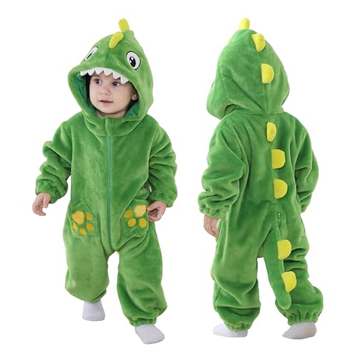 TONWHAR Dinosaurier Kostüm Kinder Halloween Cosplay Spiel Outfits (4-5T, Hellgrüner Dinosaurier) von Tonwhar