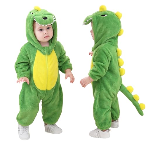TONWHAR Halloween-Kostüm für Kleinkinder und Kleinkinder, Tier-Outfit, Schneeanzug (1–3 Monate, grüner Dinosaurier) von Tonwhar