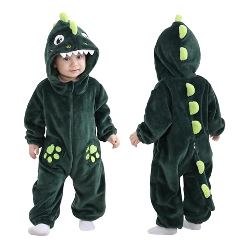 TONWHAR Halloween-Kostüm für Kleinkinder und Kleinkinder, Tier-Outfit, Schneeanzug für Kinder (1–3 Monate, dunkelgrüner Dinosaurier) von Tonwhar