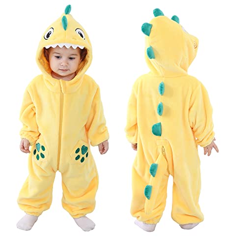 TONWHAR Kinder Baby Cosplay Kostüm Tierkostüm Schneeanzug (1-3 Monate, Gelber Dinosaurier) von Tonwhar