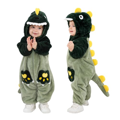 TONWHAR Kinder- und Kleinkind-Kostüm, Tiger-Dinosaurier-Tier-Kostüm, Outfit, Baby-Kapuzen-Strampler, Overall, Grüner Dino, 3-6 Months/Height:24"-26" TONWHAR Kinder- und Kleinkind-Kostüm, Tiger-Dinosaurier-Tier-Kostüm, Outfit, Baby-Kapuzen-Strampler, Overall, Grüner Dino, 3-6 Months/Height:24"-26" von Tonwhar