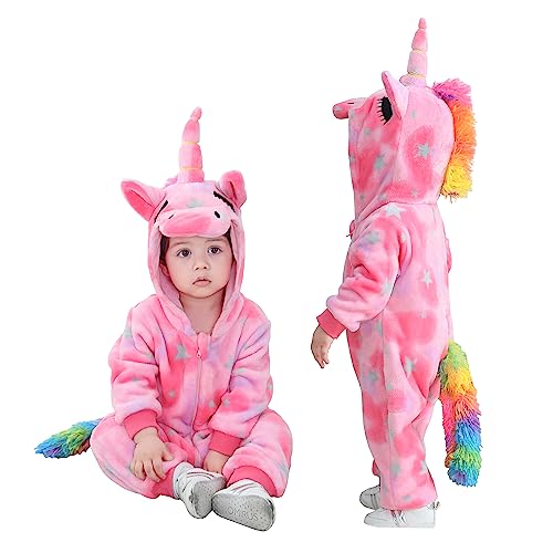 TONWHAR Strampler für Jungen und Mädchen, mit Tiermotiv, für Halloween, Partys, rosa Einhorn, Größe 4–5T von Tonwhar