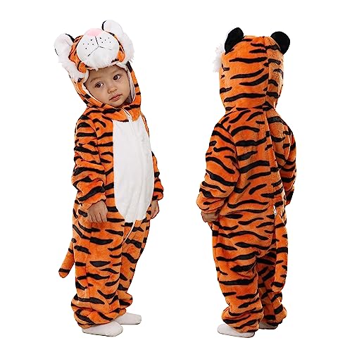 TONWHAR Tieroverall für Babys, Jungen, Mädchen, Halloween-Kostüm (niedlicher Tiger, 3-4 Jahre/Höhe: 100-108 cm) von Tonwhar