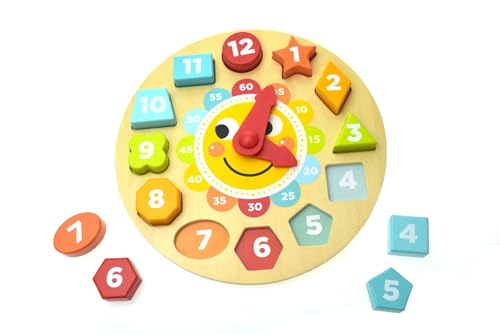 Tooky Toy 921 TL675 EA Wooden Clock Puzzle, Multicolour von Tooky Toy