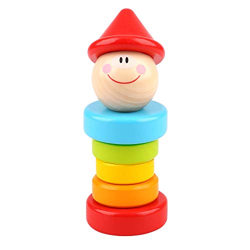 Tooky Toy TKC270 Hochet en Bois Pour Les Enfants Clown-Rassel aus Holz für Kinder, Mehrfarbig von Tooky Toy