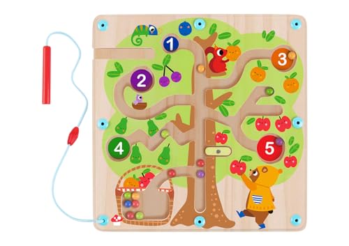Tooky Toy Holzspielzeug Labyrinth-Baum TH687, Bunte Magnetkugeln, Magnetstab, Farbe:bunt von Tooky Toy