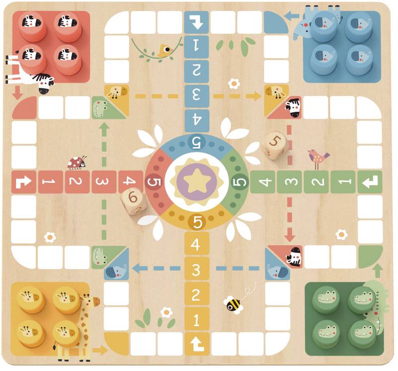 Tooky Toy Ludo Brettspiel 2-in-1 von Tooky Toy