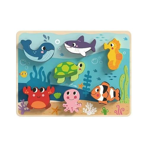 Tooky Toy Meerestiere Holzpuzzle mit verschiedenen Schichten, 8 Stück Chunky Vorschule Spielzeug,Didactico Tooky Toy Meerestiere Holzpuzzle mit verschiedenen Schichten, 8 Stück Chunky Vorschule Spielzeug,Didactico von Tooky Toy
