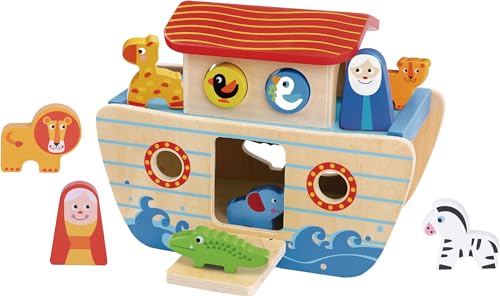 Tooky Toy Noah's Ark - Holzspielzeug - Lernspielzeug- Ab 24 Monate - 18-teilig - FSC-Zertifiziert von Tooky Toy
