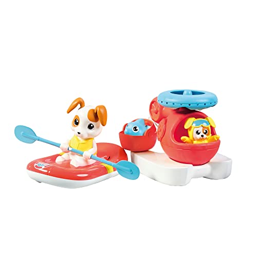 TOMY E73307 Seenotrettungsset von Toomies - Schwimmender Hubschrauber & Rettungsfloß im Paket - Wasserrotation - Pilot Squirter - Baby-Badespielzeug & Ausgießer - geeignet ab 12 Monaten von Toomies von Toomies