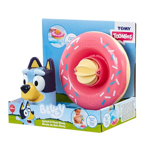 Tomy Toomies Bluey Badeschwimmring – Badespielzeug mit Ausgießer und Schwimmer mit Wasserrad – sensorisches Wasserspielzeug – offizielles Lizenzprodukt – Badespielzeug für Babys ab 18 Monaten von Toomies