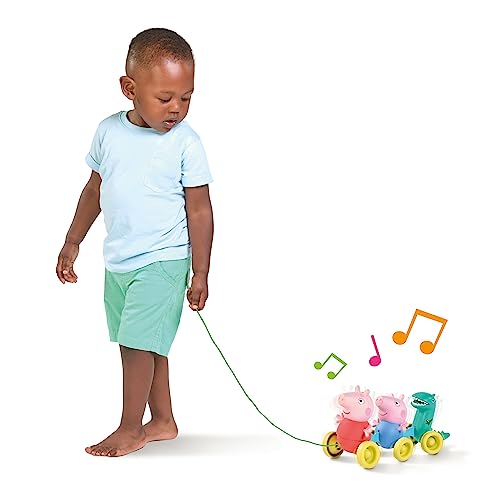 Tomy Toomies Pull Along Peppa (E73527) - Wibble Wobble Action Peppa Pig, Dinosaurier Baby nachziehspielzeug - Kleinkindspielzeug - Peppa Pig Spielzeug m. Musik & Geräuschen - Plus 18 Monate Spielzeug von Toomies