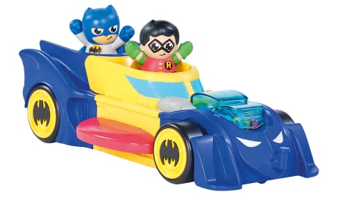 Toomies DC Comics Batman E73262 3 in 1 Batmobile Fahrzeug verwandelt Sich in Mini Batmobile und Jet - Motor Popping Effekt - Schwungradantrieb zum Mitschieben - ab 12 Monaten von Toomies