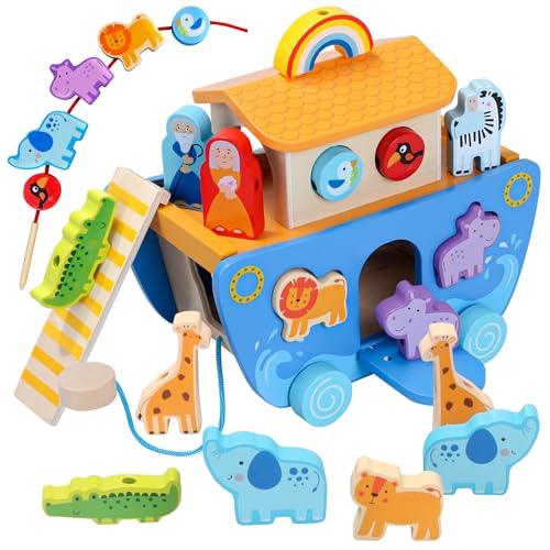 Tooysea Arche Noah Holz, Taufgeschenke für Jungen Mädchen, Montessori Spielzeug Tier Sortier Stapel, Bibel Geschichte Taufe Holzspielzeug ab 1-3 Jahr Kinder Tooysea Arche Noah Holz, Taufgeschenke für Jungen Mädchen, Montessori Spielzeug Tier Sortier Stapel, Bibel Geschichte Taufe Holzspielzeug ab 1-3 Jahr Kinder von Tooysea