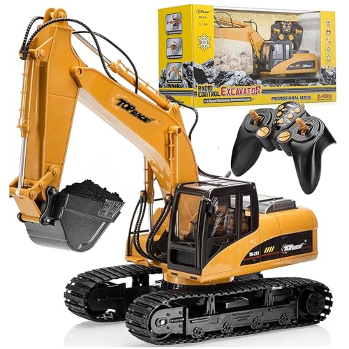 Top Race Ferngesteuerter Bagger Voll funktionsfähiger RC-Traktor Ferngesteuerter Traktor 15 Kanal Professioneller 1:14 BAU Bagger Spielzeug mit Lichtern und Sound für Jungen und Mädchen Top Race Ferngesteuerter Bagger Voll funktionsfähiger RC-Traktor Ferngesteuerter Traktor 15 Kanal Professioneller 1:14 BAU Bagger Spielzeug mit Lichtern und Sound für Jungen und Mädchen von Top Race