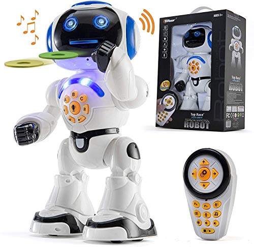 Top Race Ferngesteuerter Roboter Spielzeug, Gehend Sprechend Tanzend Singendes Spielzeug imitiert Stimme erzählt Geschichten Mathematik Quiz, Interaktives Spielzeugroboter schießt Schaumstoffscheiben Top Race Ferngesteuerter Roboter Spielzeug, Gehend Sprechend Tanzend Singendes Spielzeug imitiert Stimme erzählt Geschichten Mathematik Quiz, Interaktives Spielzeugroboter schießt Schaumstoffscheiben von Top Race