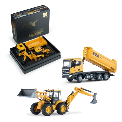 Top Race Metall Baggerlader und Muldenkipper Spielzeug für Jungen und Mädchen, Baustellenfahrzeuge für Kinder, Diecast Freilauf Tracktor Fahrzeuge, Maßstab 1:50 Set von 2 Top Race Metall Baggerlader und Muldenkipper Spielzeug für Jungen und Mädchen, Baustellenfahrzeuge für Kinder, Diecast Freilauf Tracktor Fahrzeuge, Maßstab 1:50 Set von 2 von Top Race