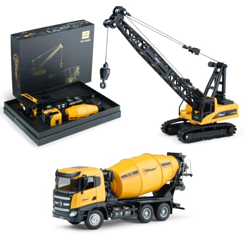 Top Race baustellenfahrzeuge Kinder, Metall Zement-Betonmischer mit Spielzeug Kran, Tolles Display-Spielzeug für Jungen und Mädchen im Maßstab 1:50 Set von 2 Top Race baustellenfahrzeuge Kinder, Metall Zement-Betonmischer mit Spielzeug Kran, Tolles Display-Spielzeug für Jungen und Mädchen im Maßstab 1:50 Set von 2 von Top Race