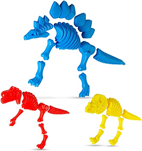 ToyZe® 3 große Dinosaurier Sandförmchen, Spielzeug für den Strand Strandspielzeug Dinosaurierskelett in Set von Top Race