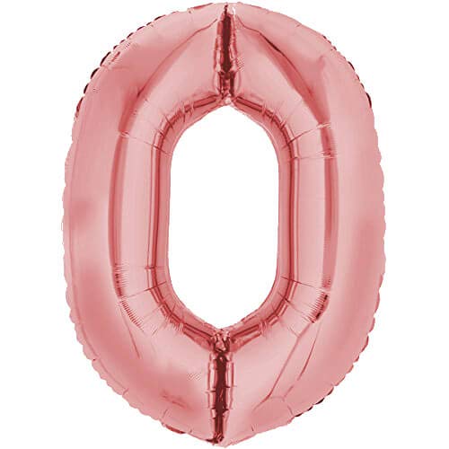 Folienballon 80cm ROSEGOLD Zahlenballon, Luftballon, Geburtstag, Zahl für Helium und Luftfüllung geeignet (Zahl: 0) von Top Ten