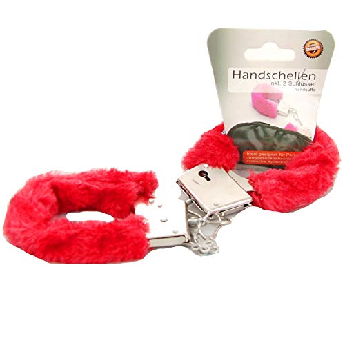 Plüsch Handschellen mit 2 Schlüssel Party Spiele sexy Geschenke oder erotische Paar Spiele Fesseln (Rot) von Top Ten