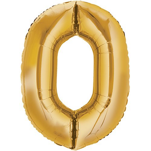 Folienballon 80cm GOLD Zahlenballon, Luftballon, Geburtstag, Zahl für Helium und Luftfüllung geeignet (Zahl: 0) von TOP TEN